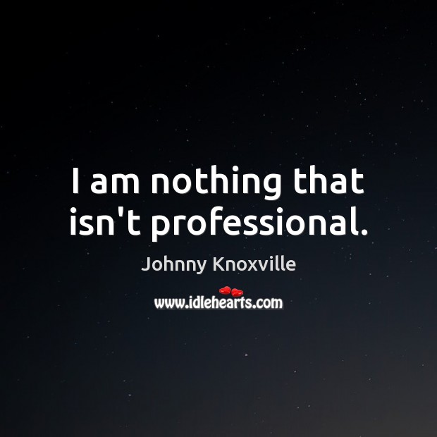 I am nothing that isn’t professional. Johnny Knoxville Picture Quote