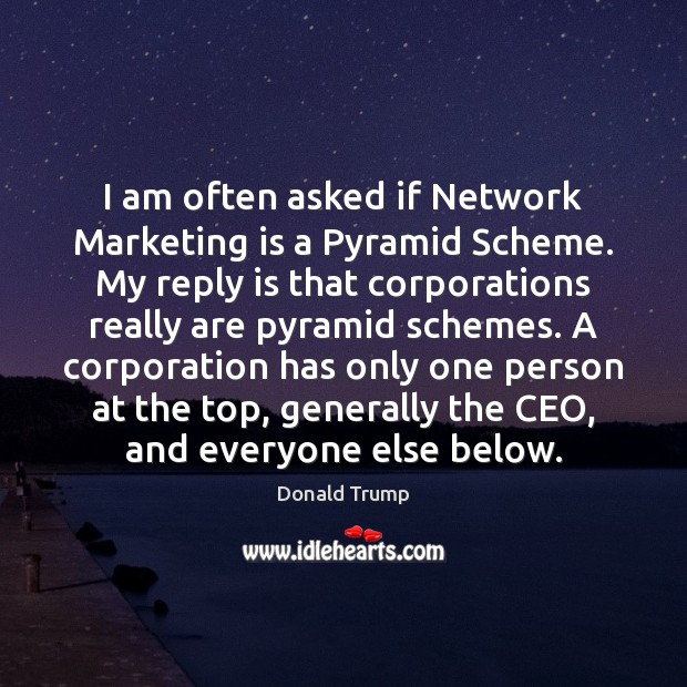 I am often asked if Network Marketing is a Pyramid Scheme. My Image