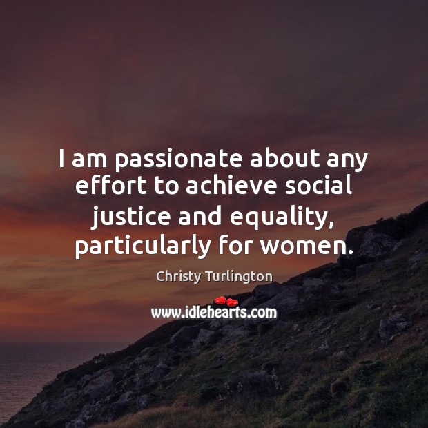 I am passionate about any effort to achieve social justice and equality, Christy Turlington Picture Quote