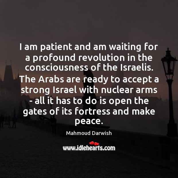 I am patient and am waiting for a profound revolution in the Mahmoud Darwish Picture Quote