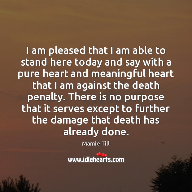 I am pleased that I am able to stand here today and Mamie Till Picture Quote