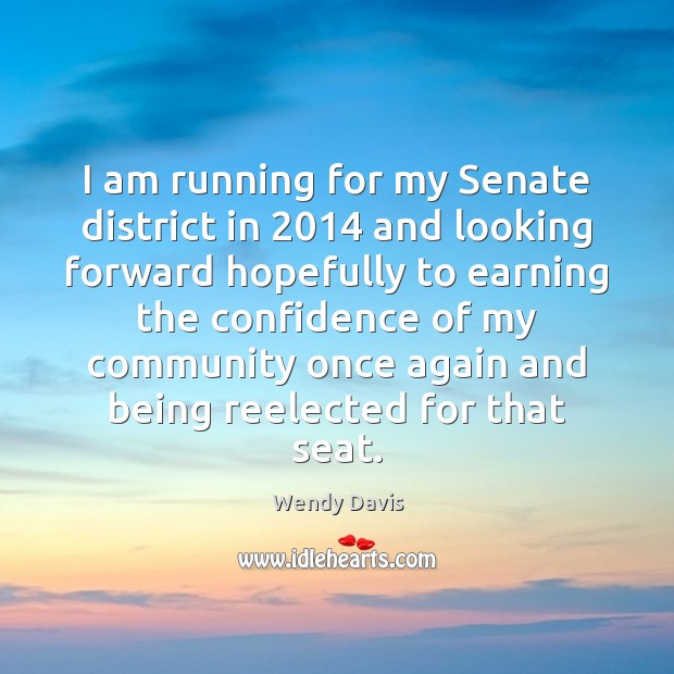 I am running for my Senate district in 2014 and looking forward hopefully Wendy Davis Picture Quote