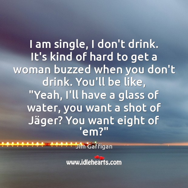 I am single, I don’t drink. It’s kind of hard to get Jim Gaffigan Picture Quote