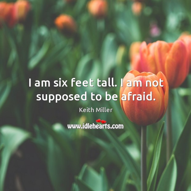 I am six feet tall. I am not supposed to be afraid. Keith Miller Picture Quote