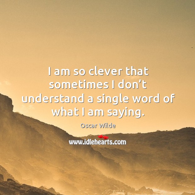I am so clever that sometimes I don’t understand a single word of what I am saying. Image