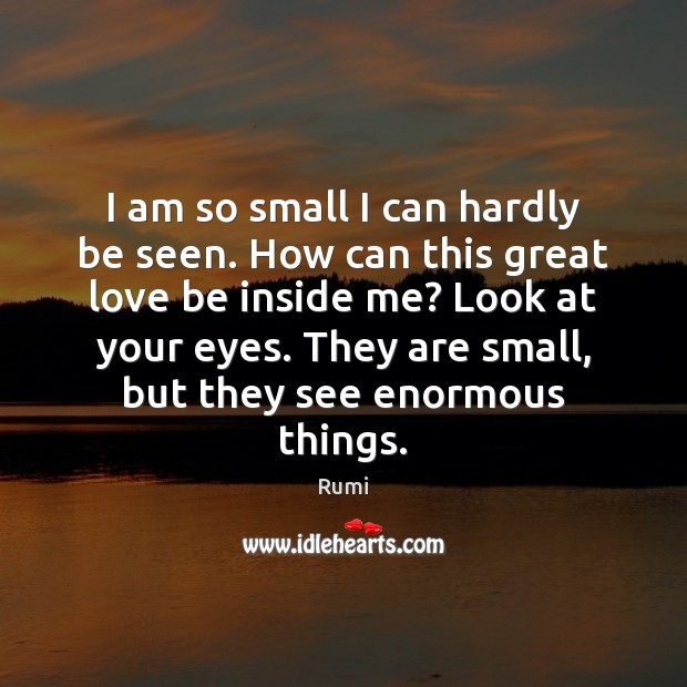 I am so small I can hardly be seen. How can this Rumi Picture Quote