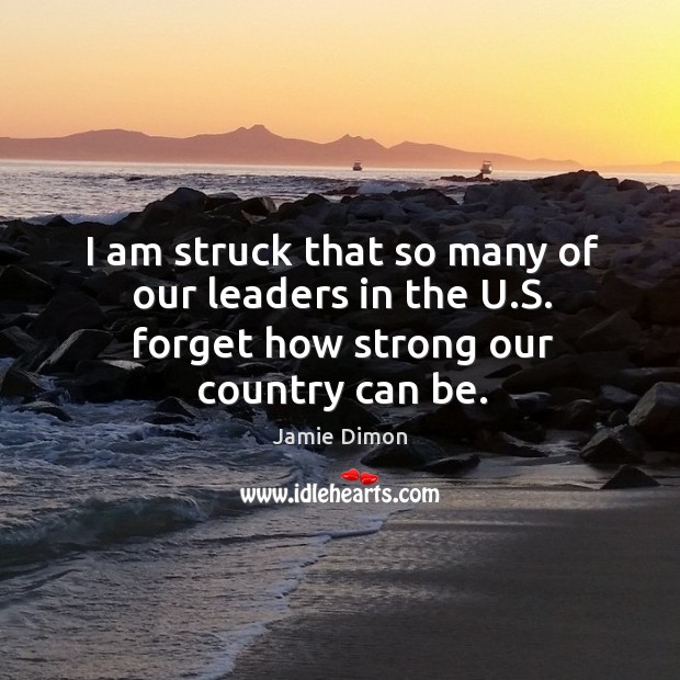 I am struck that so many of our leaders in the u.s. Forget how strong our country can be. Jamie Dimon Picture Quote
