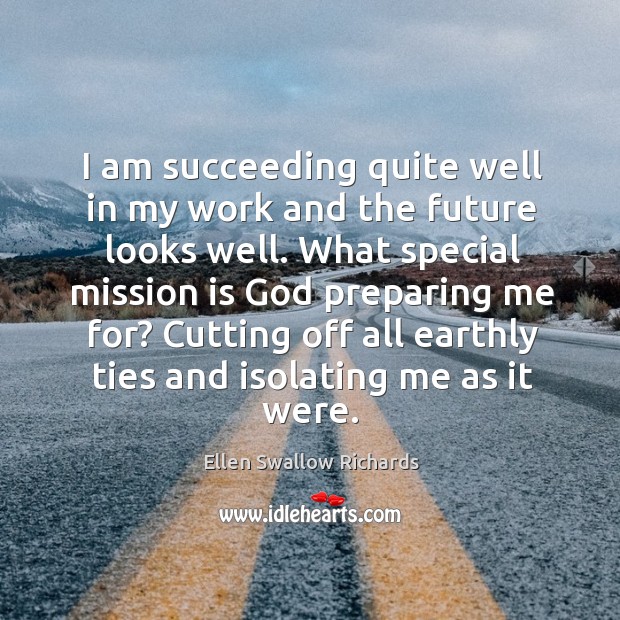 I am succeeding quite well in my work and the future looks Ellen Swallow Richards Picture Quote