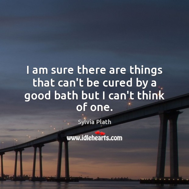 I am sure there are things that can’t be cured by a good bath but I can’t think of one. Sylvia Plath Picture Quote