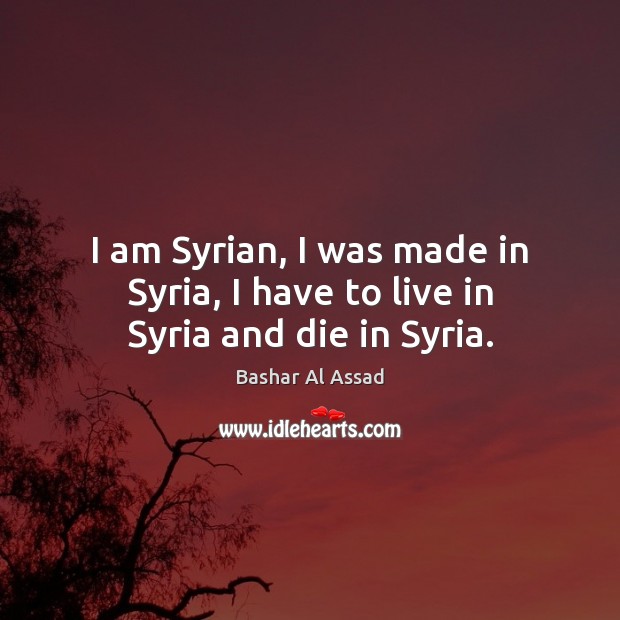 I am Syrian, I was made in Syria, I have to live in Syria and die in Syria. Image