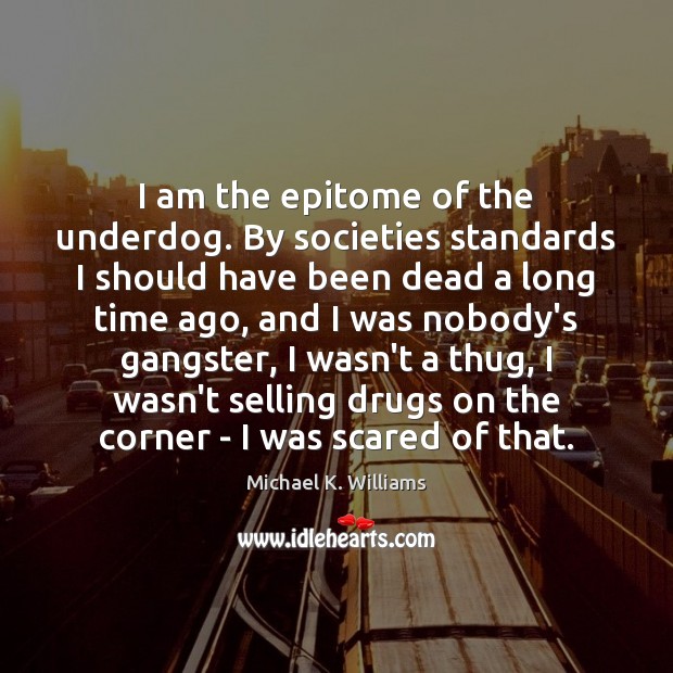 I am the epitome of the underdog. By societies standards I should Michael K. Williams Picture Quote