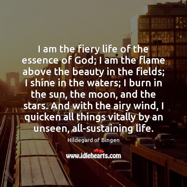 I am the fiery life of the essence of God; I am Hildegard of Bingen Picture Quote