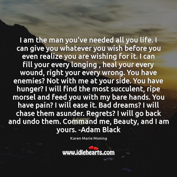I am the man you’ve needed all you life. I can give Karen Marie Moning Picture Quote