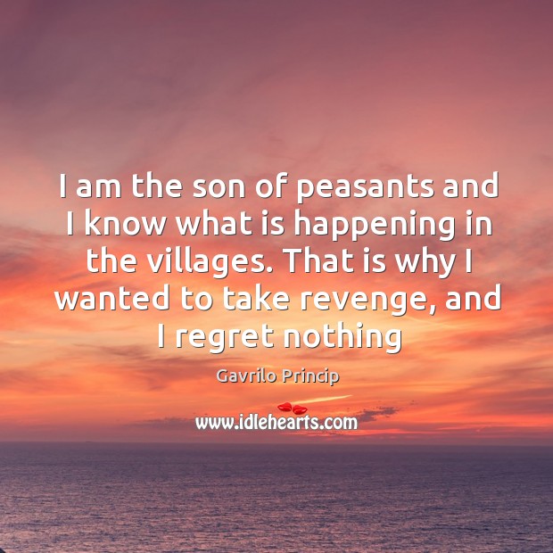 I am the son of peasants and I know what is happening Gavrilo Princip Picture Quote