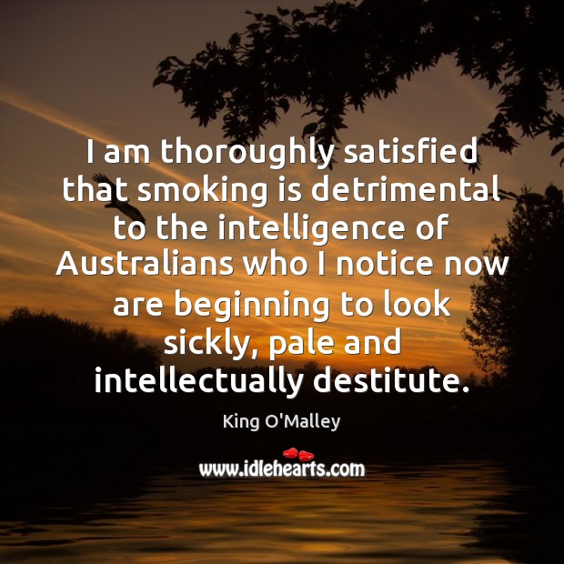 I am thoroughly satisfied that smoking is detrimental to the intelligence of Smoking Quotes Image