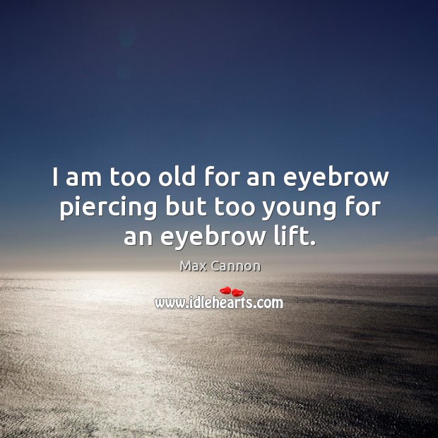I am too old for an eyebrow piercing but too young for an eyebrow lift. Max Cannon Picture Quote