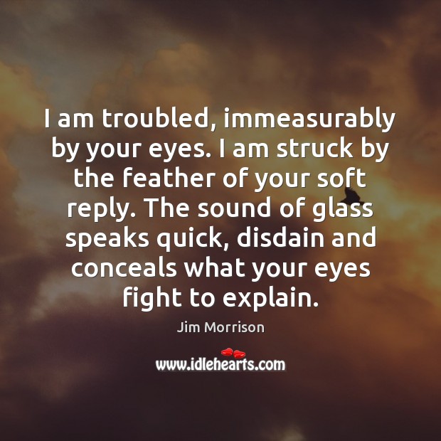 I am troubled, immeasurably by your eyes. I am struck by the Jim Morrison Picture Quote