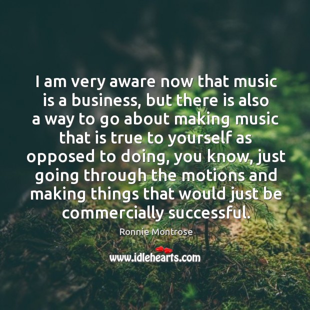 I am very aware now that music is a business, but there is also a way to go about making music that Ronnie Montrose Picture Quote