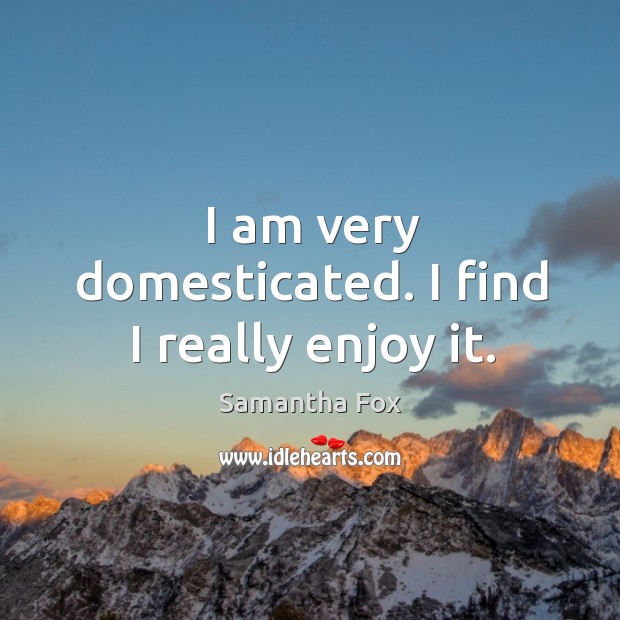 I am very domesticated. I find I really enjoy it. Samantha Fox Picture Quote