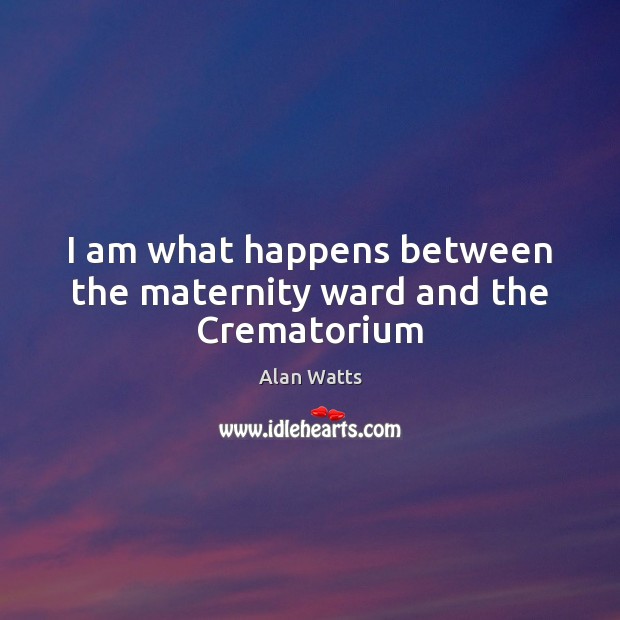I am what happens between the maternity ward and the Crematorium Alan Watts Picture Quote