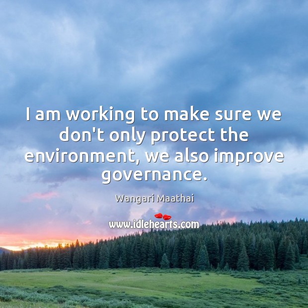 I am working to make sure we don’t only protect the environment, Wangari Maathai Picture Quote