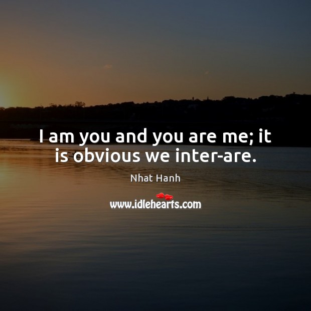 I am you and you are me; it is obvious we inter-are. Image