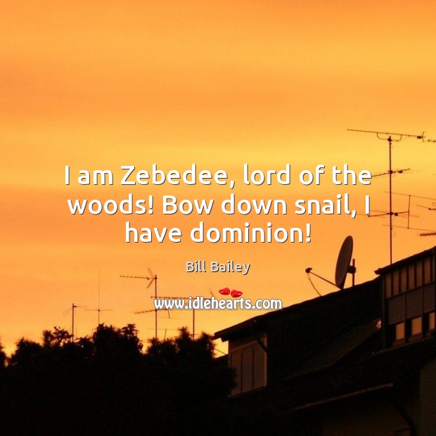 I am Zebedee, lord of the woods! Bow down snail, I have dominion! Image
