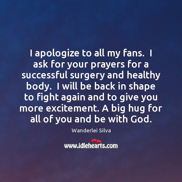 I apologize to all my fans.  I ask for your prayers for Wanderlei Silva Picture Quote