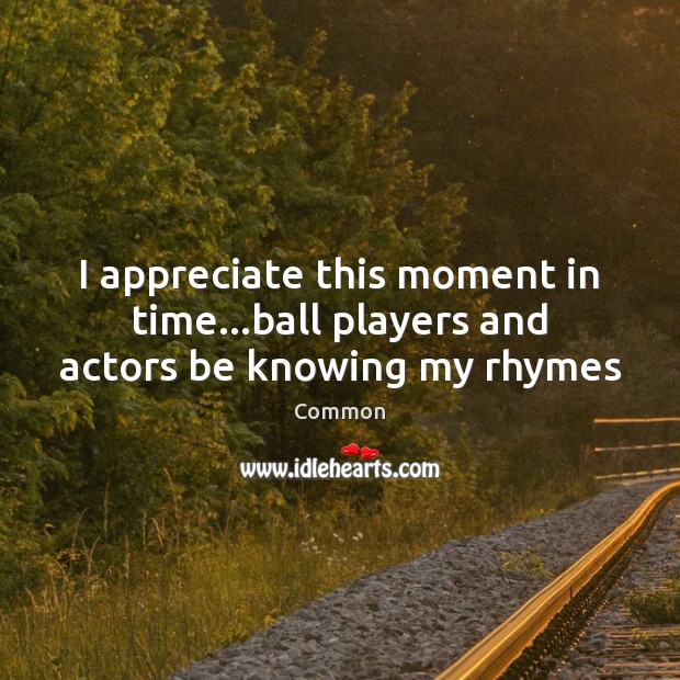 I appreciate this moment in time…ball players and actors be knowing my rhymes Appreciate Quotes Image