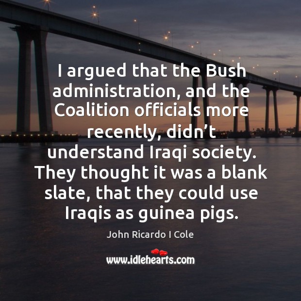 I argued that the bush administration, and the coalition officials more recently Image