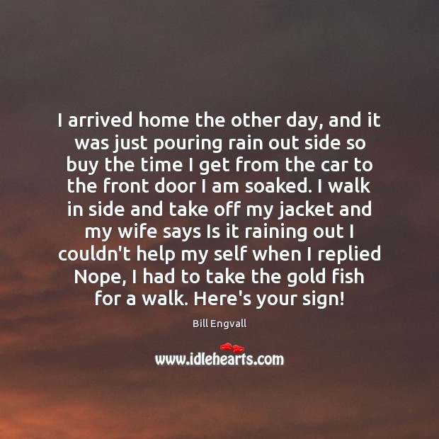 I arrived home the other day, and it was just pouring rain Bill Engvall Picture Quote