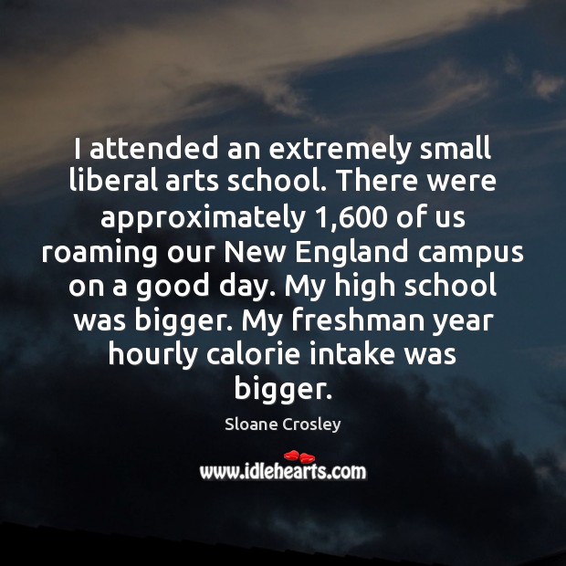 I attended an extremely small liberal arts school. There were approximately 1,600 of Sloane Crosley Picture Quote