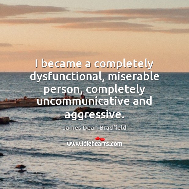 I became a completely dysfunctional, miserable person, completely uncommunicative and aggressive. Image