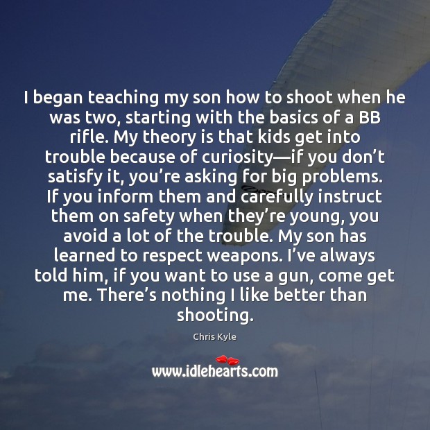 I began teaching my son how to shoot when he was two, Image