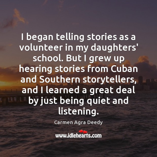 I began telling stories as a volunteer in my daughters’ school. But Image