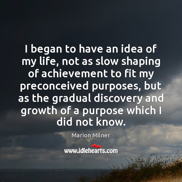 I began to have an idea of my life, not as slow Marion Milner Picture Quote