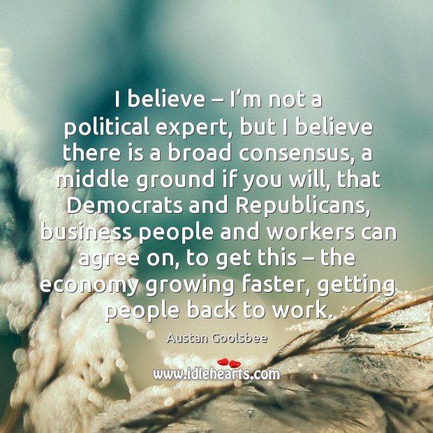 I believe – I’m not a political expert, but I believe there is a broad consensus Austan Goolsbee Picture Quote