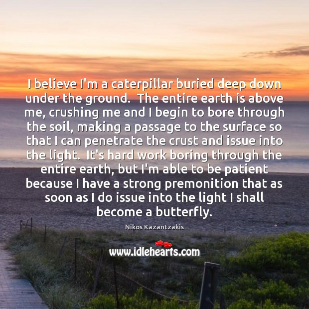 I believe I’m a caterpillar buried deep down under the ground.  The Patient Quotes Image