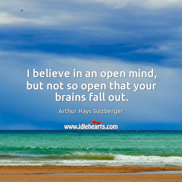 I believe in an open mind, but not so open that your brains fall out. Image