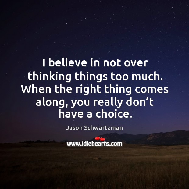 I believe in not over thinking things too much. Jason Schwartzman Picture Quote