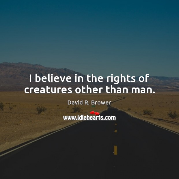 I believe in the rights of creatures other than man. David R. Brower Picture Quote