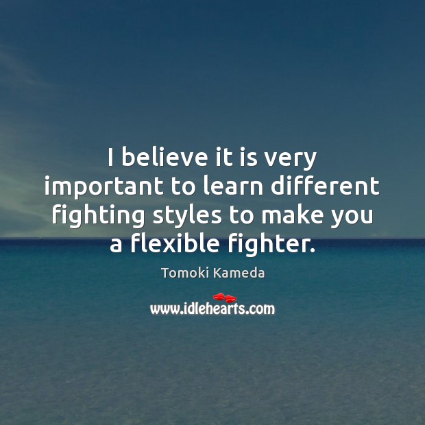 I believe it is very important to learn different fighting styles to Tomoki Kameda Picture Quote