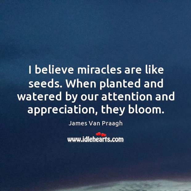 I believe miracles are like seeds. When planted and watered by our James Van Praagh Picture Quote
