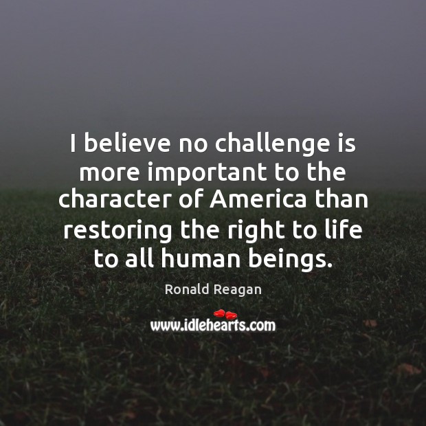 I believe no challenge is more important to the character of America Image