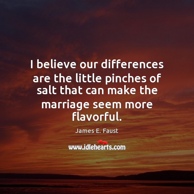 I believe our differences are the little pinches of salt that can James E. Faust Picture Quote
