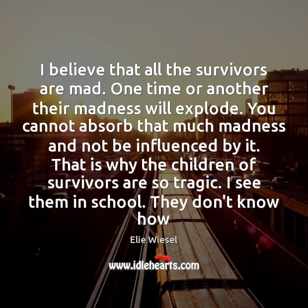 I believe that all the survivors are mad. One time or another Elie Wiesel Picture Quote
