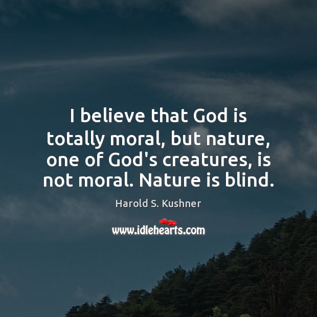 I believe that God is totally moral, but nature, one of God’s Image