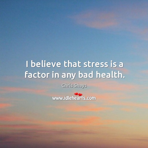 I believe that stress is a factor in any bad health. Chris Shays Picture Quote