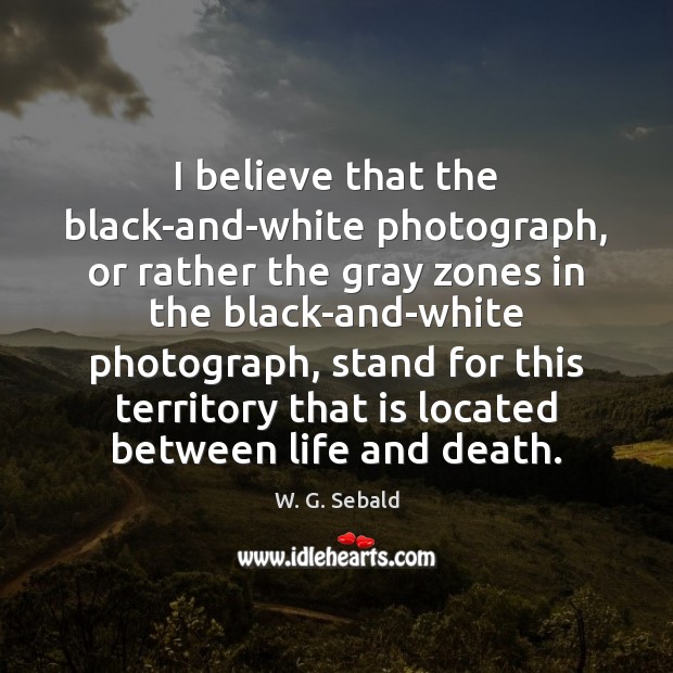 I believe that the black-and-white photograph, or rather the gray zones in W. G. Sebald Picture Quote