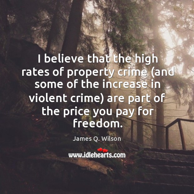 I believe that the high rates of property crime (and some of the increase in violent crime) Price You Pay Quotes Image
